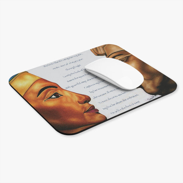 Morning Star Love" – Nefertiti & Akhenaten Egyptian Art Mouse Pad | Ancient Love Poetry Desk & Gaming Accessory