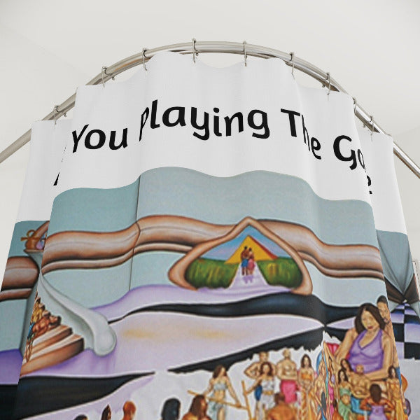 The Hue Man Chess Game Shower Curtain - Thought-Provoking Art for Unity & Awareness