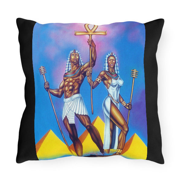 Pharaoh's Wisdom & Royal Kemet Dual-Sided Art Pillow | Ancient Egypt Home Decor