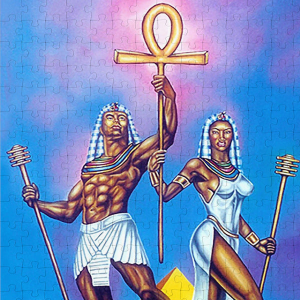 "Royal Heritage: Ancient Egyptian Power Couple Jigsaw Puzzle"