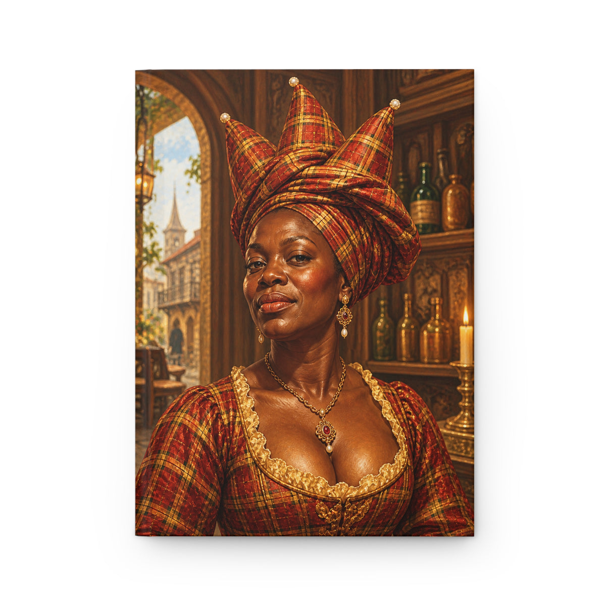 Hardcover Journal — Tête en l'Air Caribbean Headwrap Portrait Notebook