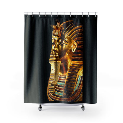 Ancient Egypt King Tut Shower Curtain | Black & Gold Bathroom Decor