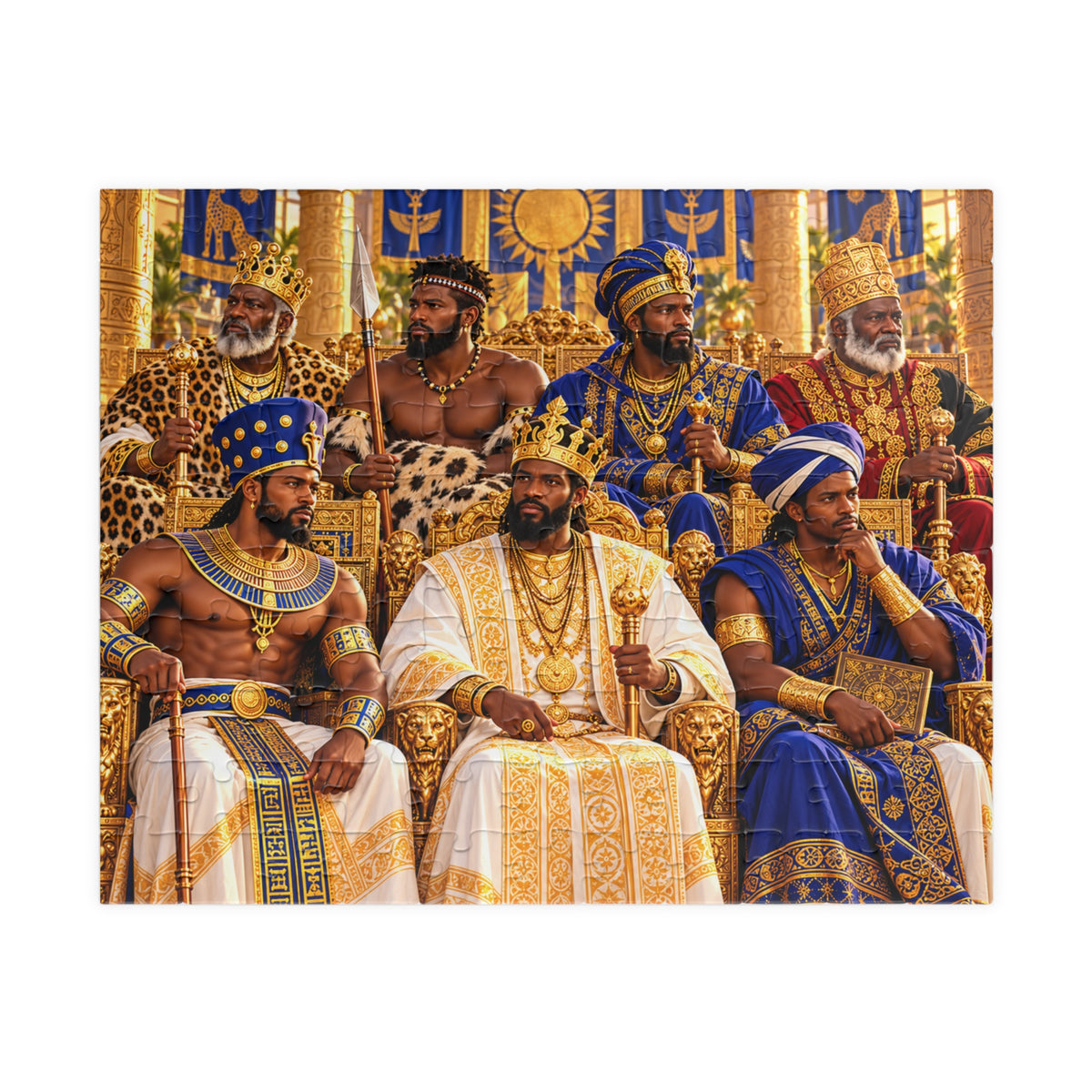 Warrior Kings Royal Council Jigsaw Puzzle | 110-Piece African History Puzzle