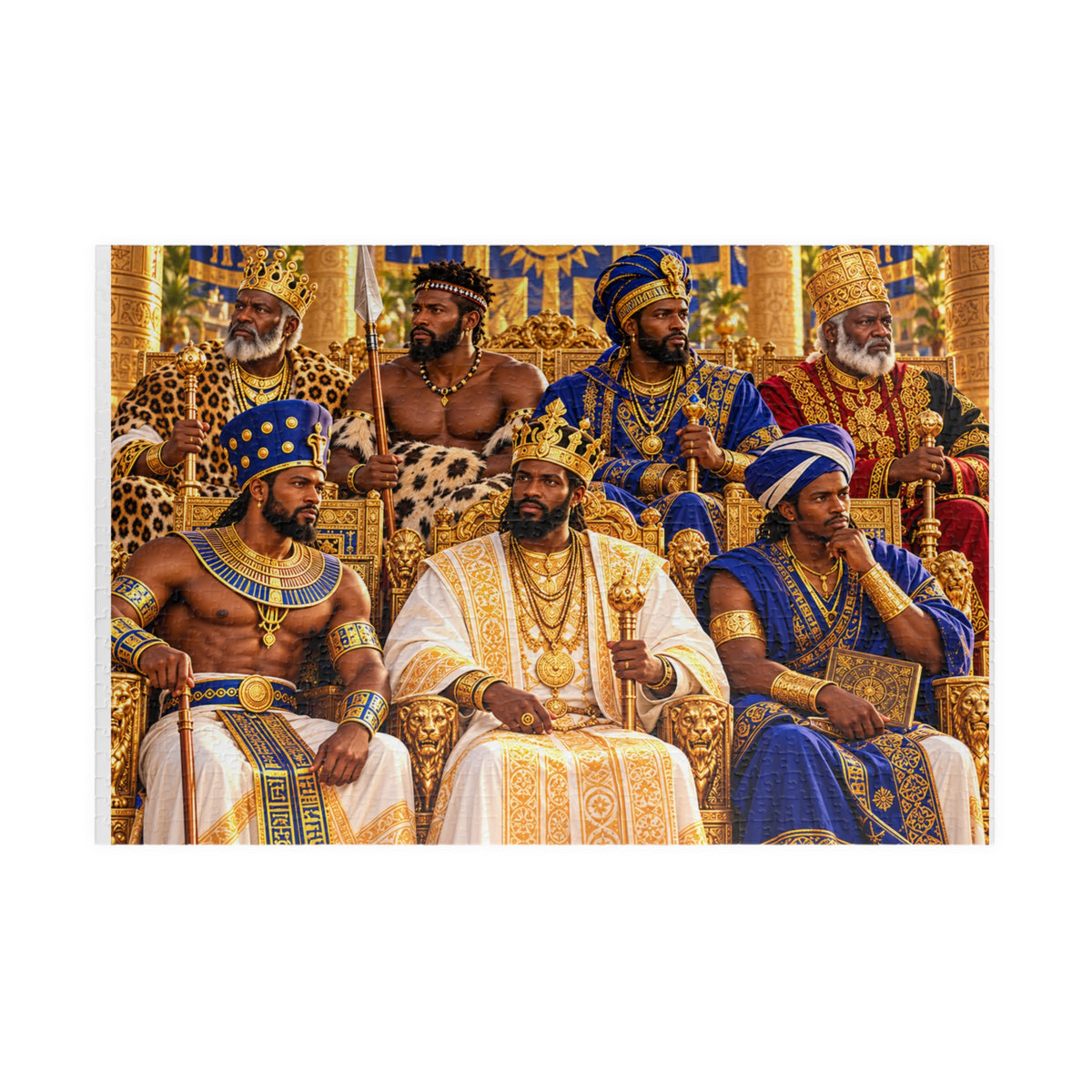 Warrior Kings Royal Council Jigsaw Puzzle | 110-Piece African History Puzzle