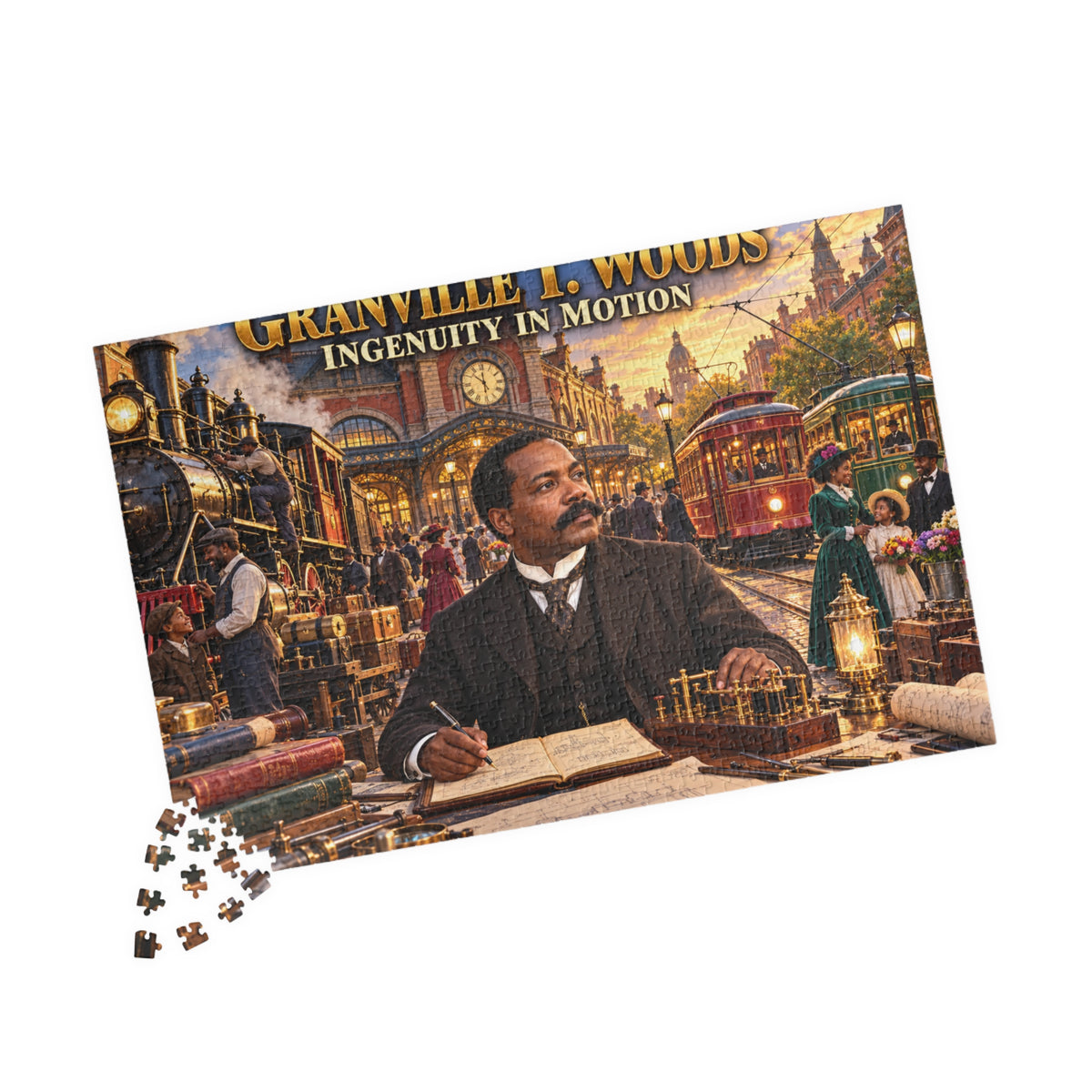 Granville T. Woods Jigsaw Puzzle | Ingenuity in Motion | Black Inventor Gift