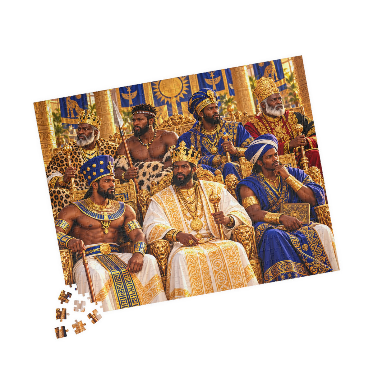Warrior Kings Royal Council Jigsaw Puzzle | 110-Piece African History Puzzle