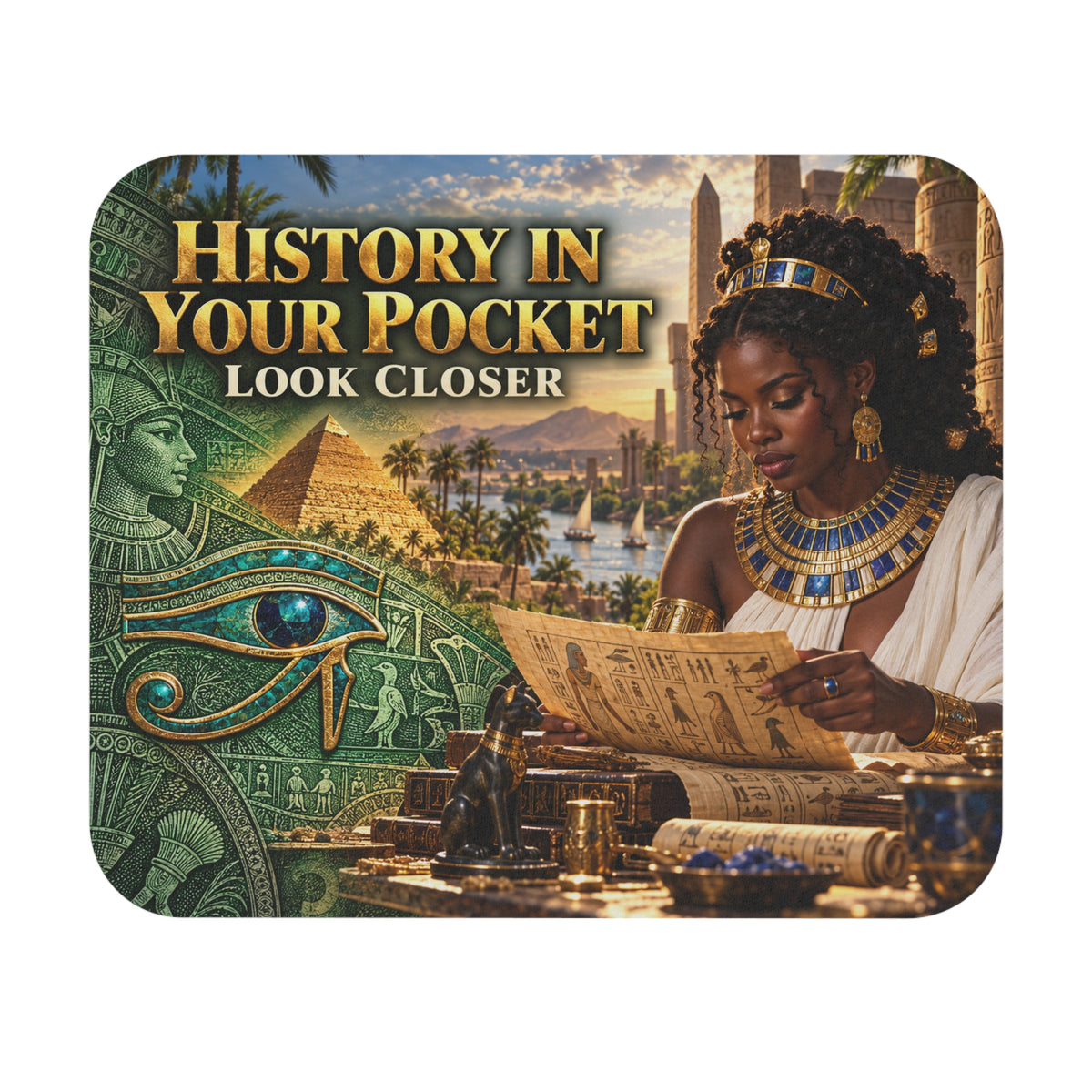 History in Your Pocket — Look Closer Mouse Pad | The Dollar Bill Symbolism Collection | Hotep Creations