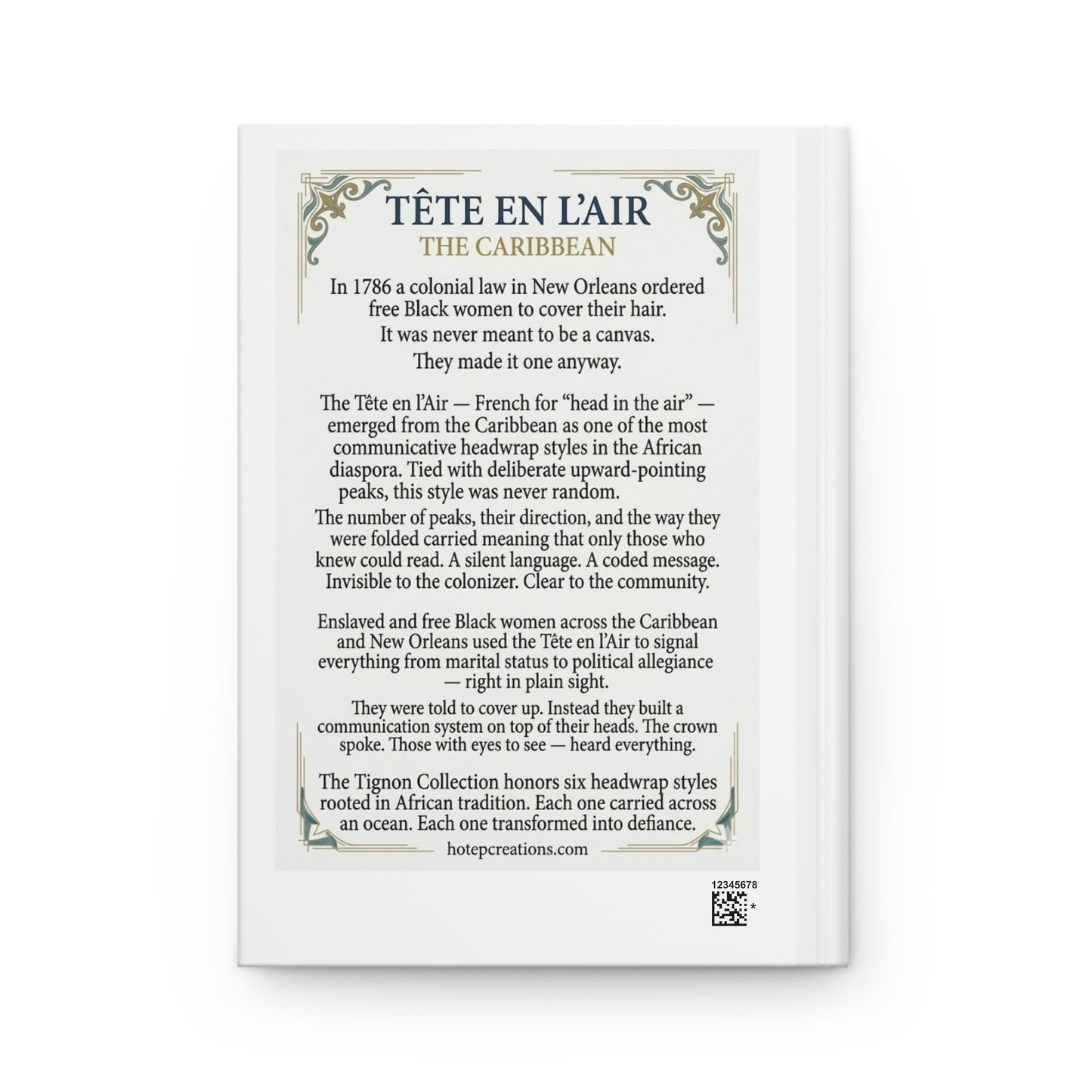 Hardcover Journal — Tête en l'Air Caribbean Headwrap Portrait Notebook