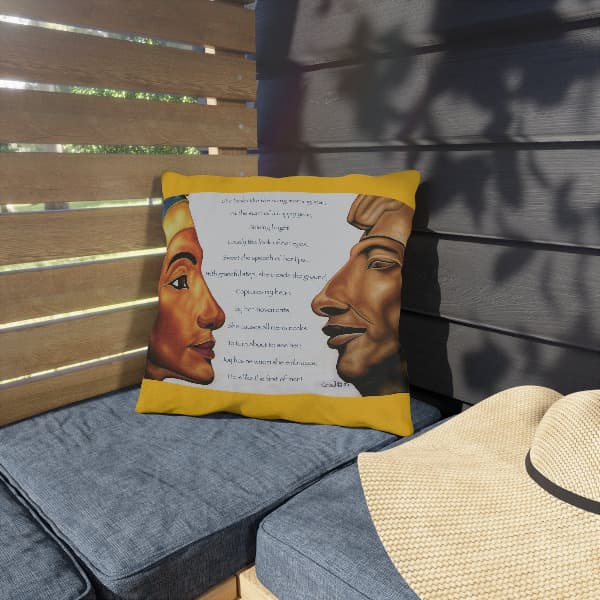 Kemetic Love & Legacy Double-Sided Pillow | Royal Partnership & Poetic Devotion