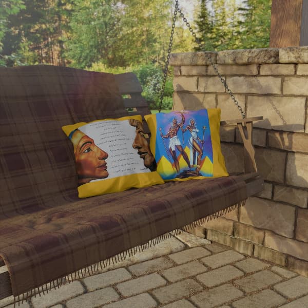 Kemetic Love & Legacy Double-Sided Pillow | Royal Partnership & Poetic Devotion