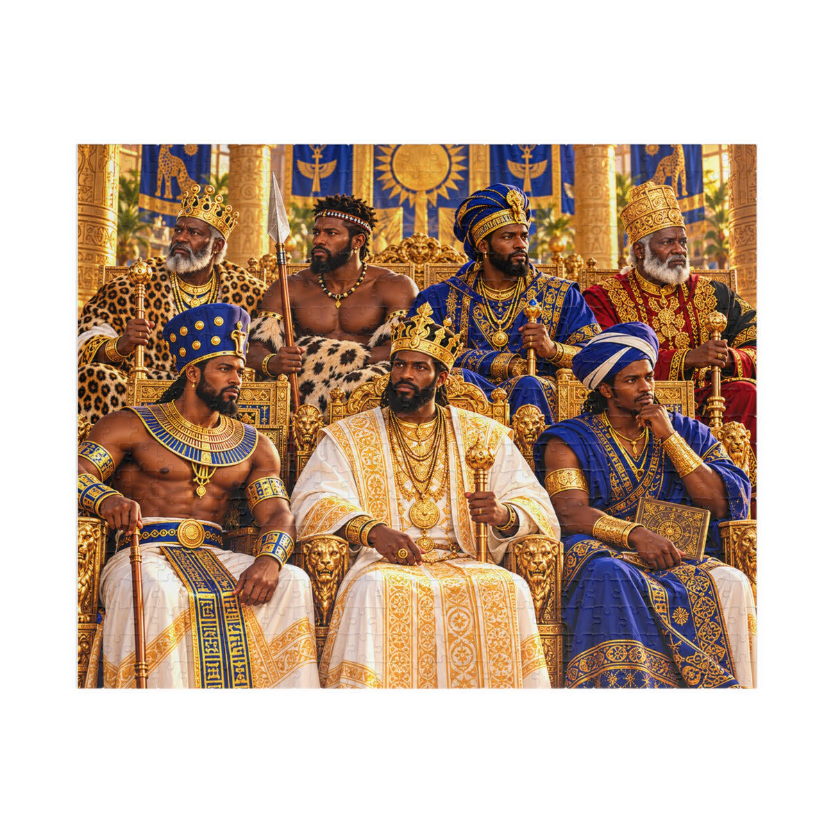 Warrior Kings Royal Council Jigsaw Puzzle | 110-Piece African History Puzzle