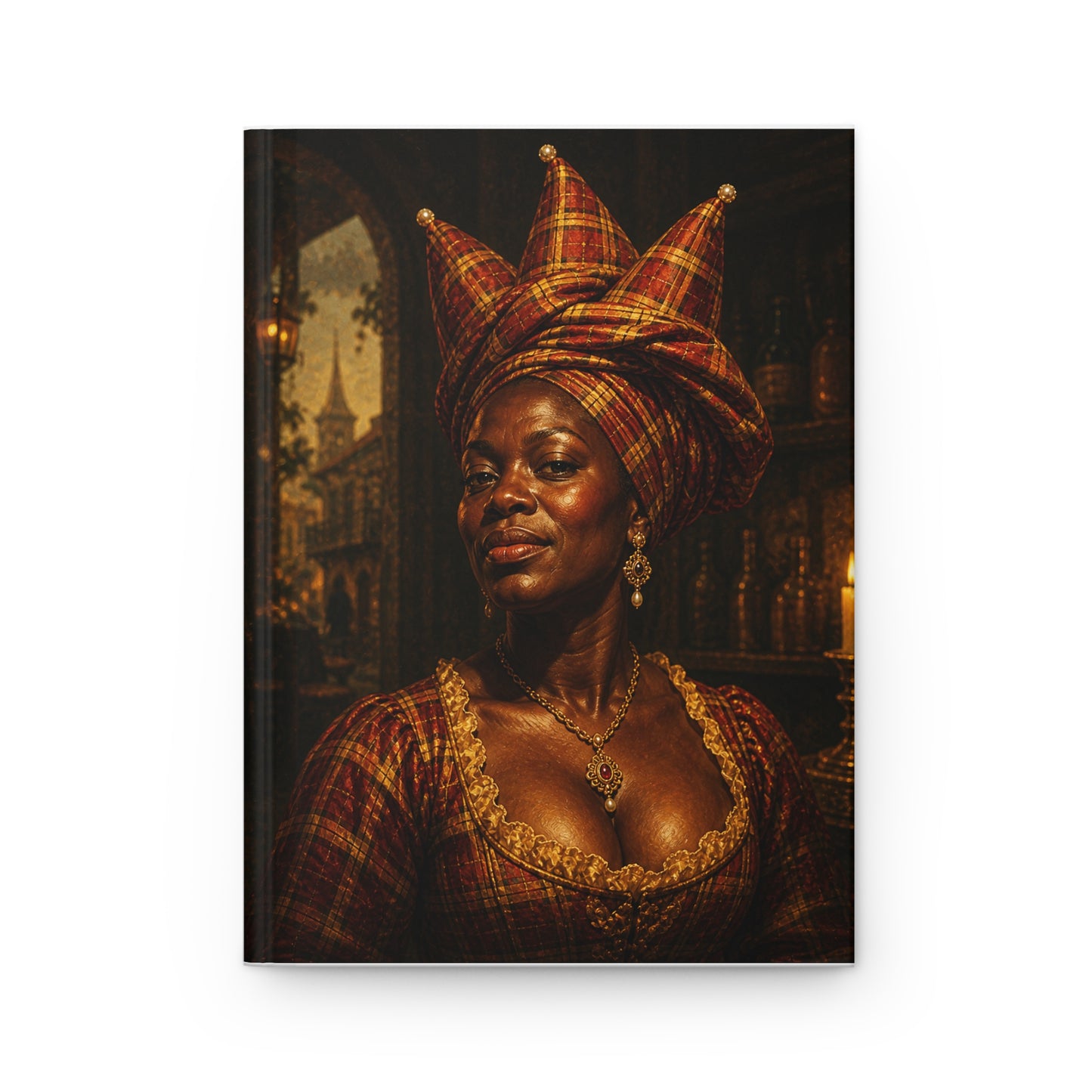 Hardcover Journal — Tête en l'Air Caribbean Headwrap Portrait Notebook