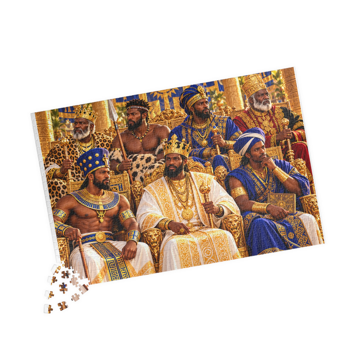 Warrior Kings Royal Council Jigsaw Puzzle | 110-Piece African History Puzzle