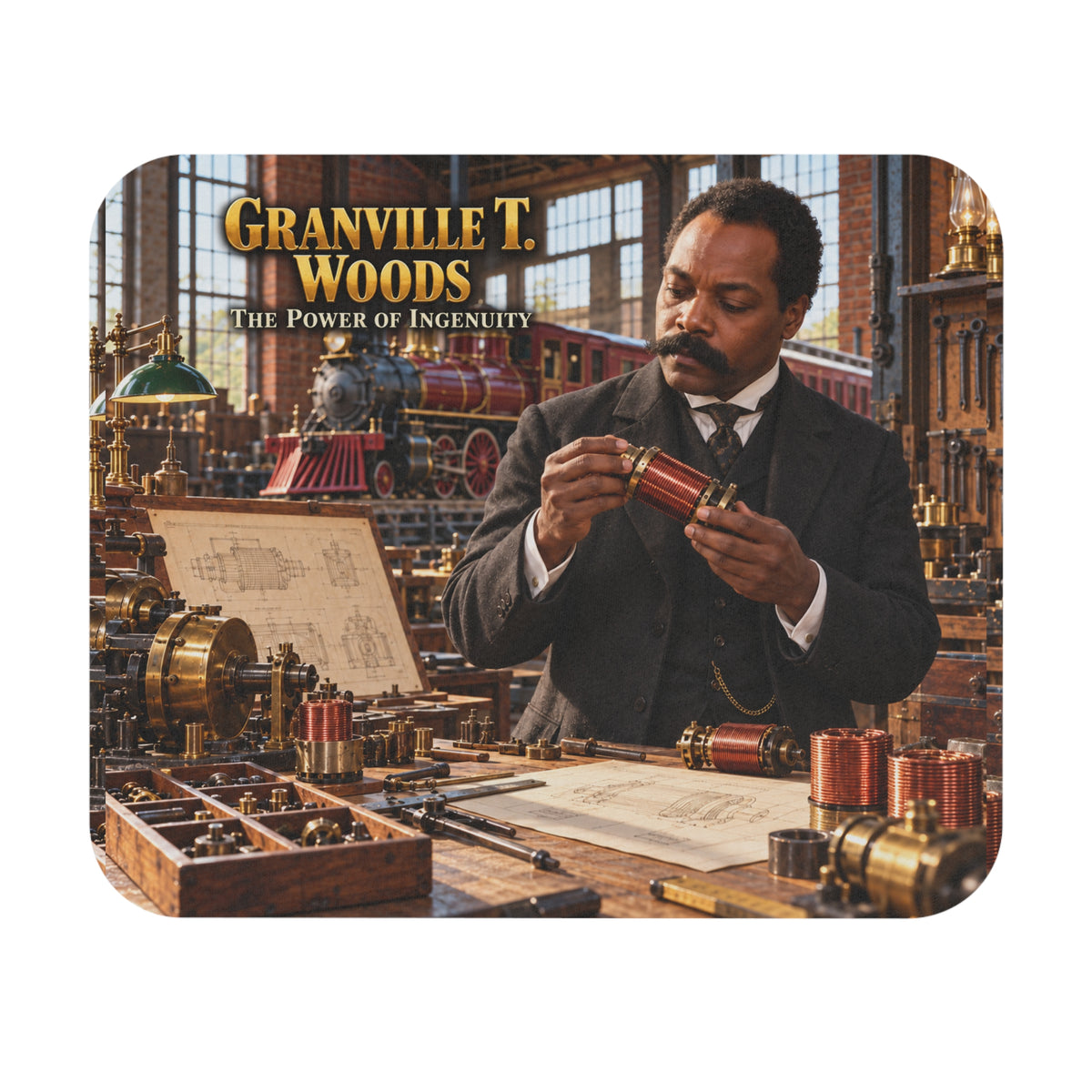 Granville T. Woods Mouse Pad | The Power of Ingenuity | Black Inventor Gift