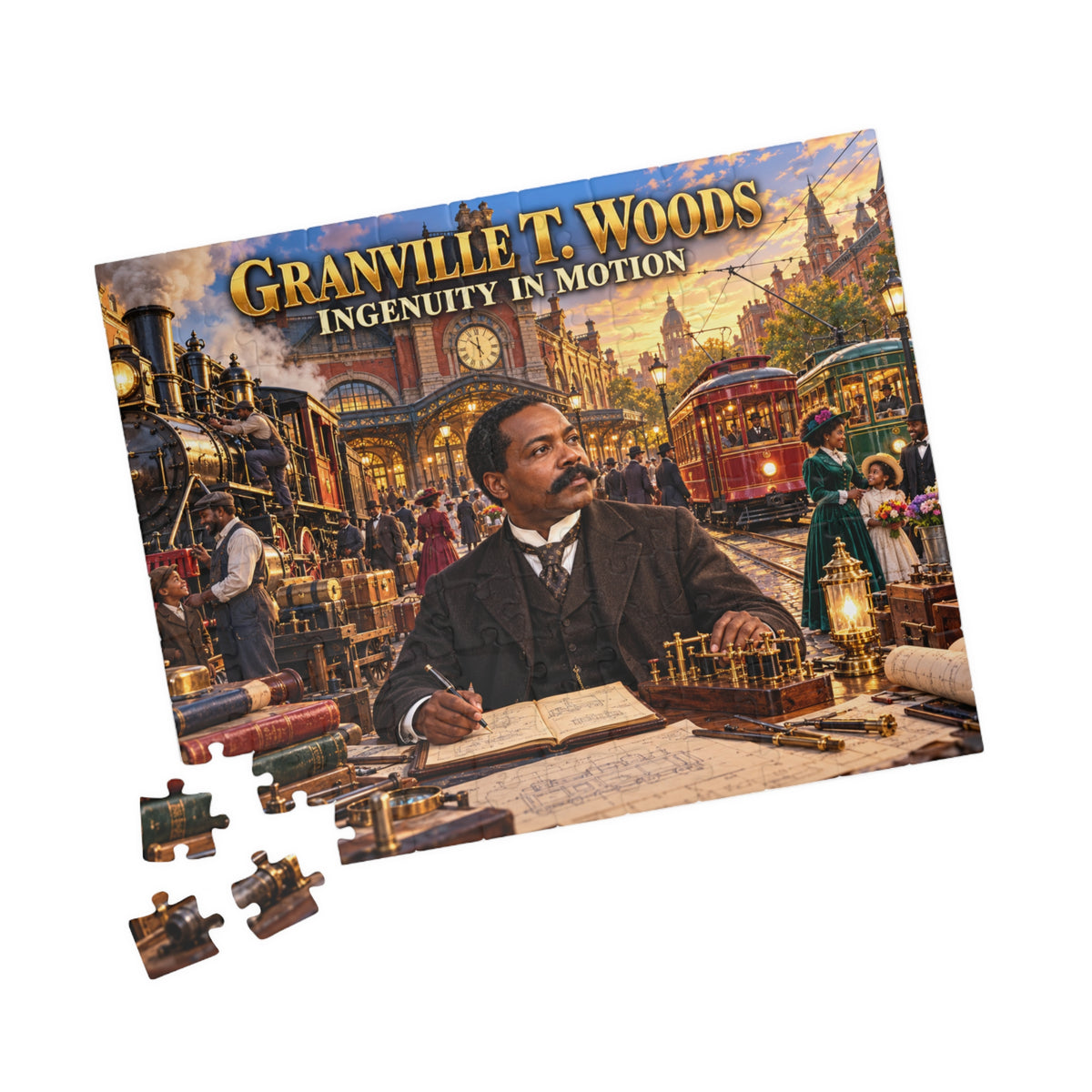Granville T. Woods Jigsaw Puzzle | Ingenuity in Motion | Black Inventor Gift