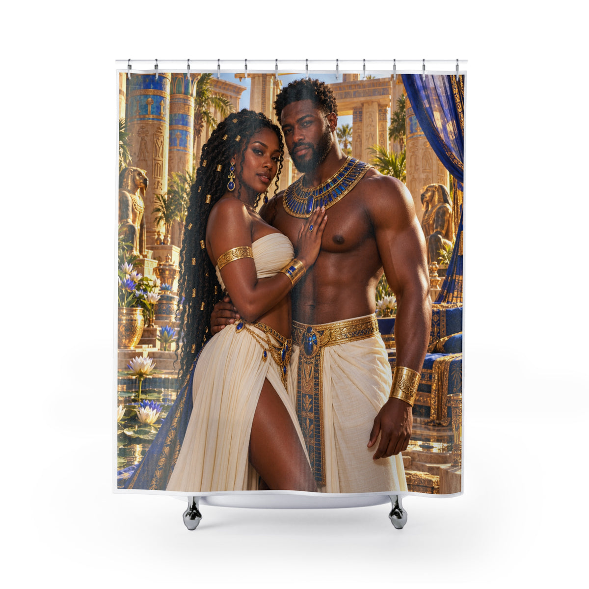 Medjay Couple Shower Curtain | Black Love & African-Inspired Bathroom Decor