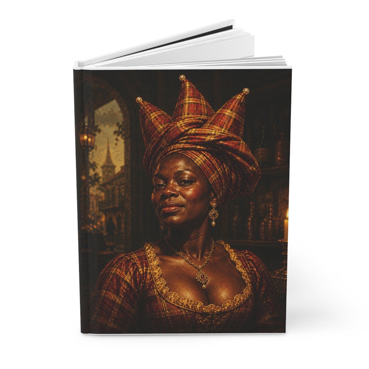Hardcover Journal — Tête en l'Air Caribbean Headwrap Portrait Notebook