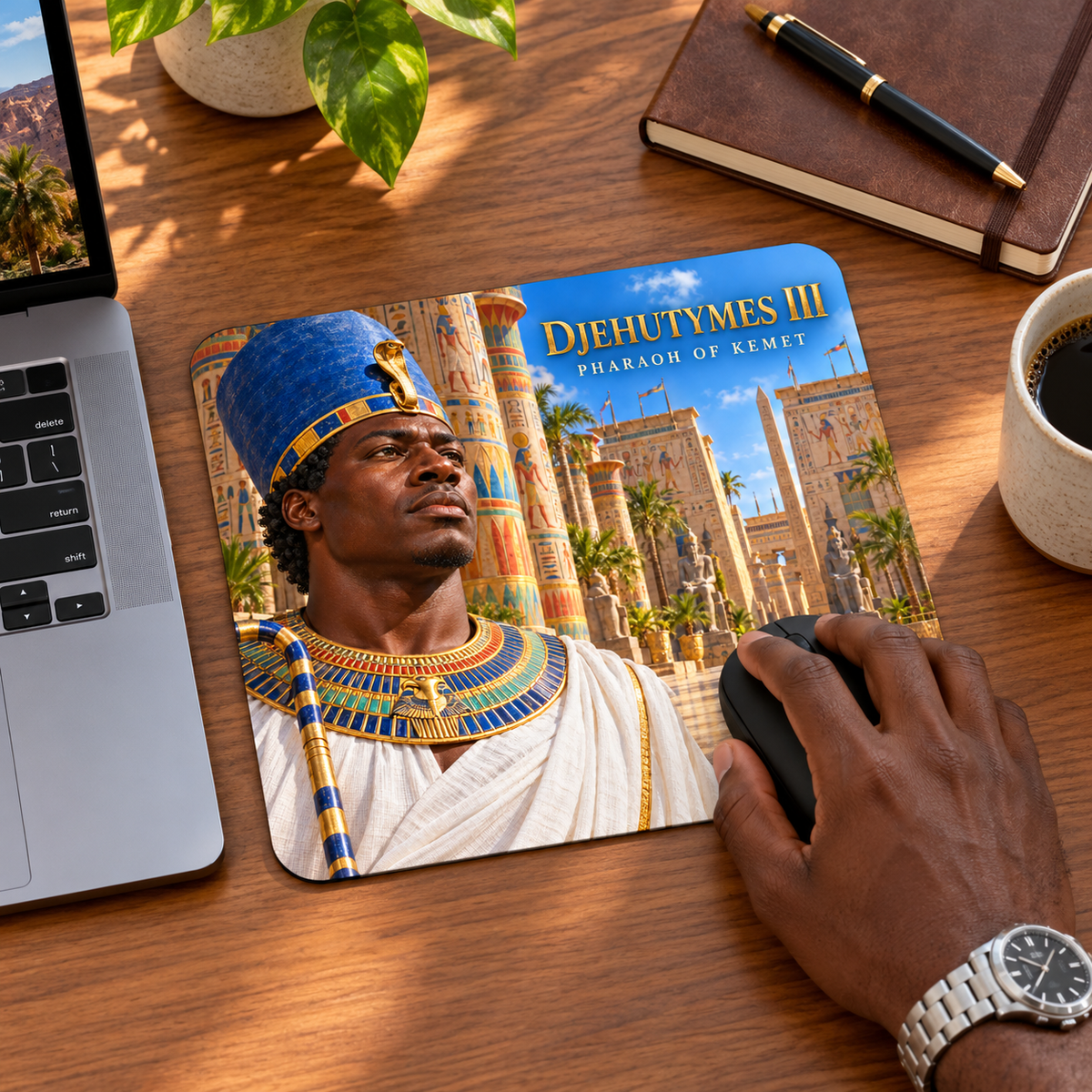 Djehutymes III Mouse Pad | Pharaoh of Kemet | African History Desk Accessory