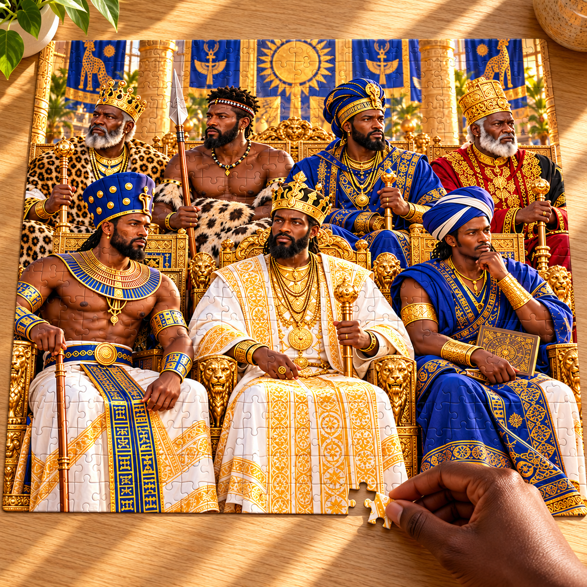 Warrior Kings Royal Council Jigsaw Puzzle | 110-Piece African History Puzzle