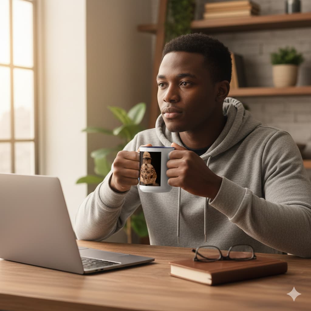 Pharaoh Amenhotep III Mug | Ancient Power. Kemet's Zenith | African Royalty & Legacy