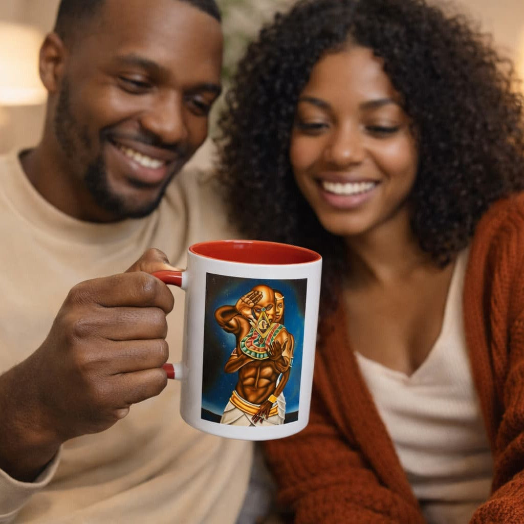 Masonic Couple Mug | Black Freemasonry, Eastern Star & Kemet Wisdom | African Coffee Legacy