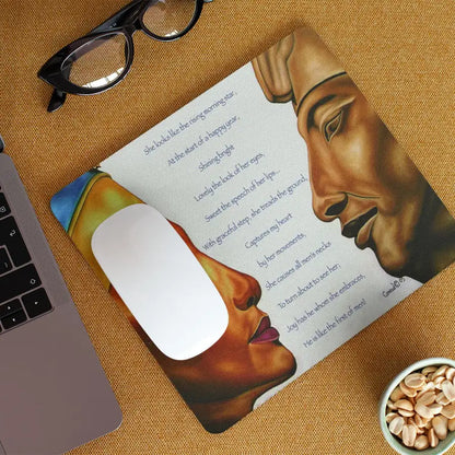 Morning Star Love" – Nefertiti & Akhenaten Egyptian Art Mouse Pad | Ancient Love Poetry Desk & Gaming Accessory
