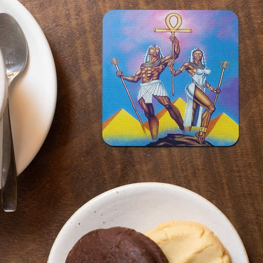 Love & Unity Egyptian Art Coaster — Ankh Couple | Hotep Creations