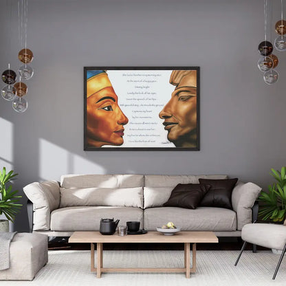 Celestial Bonds: Ancient Egyptian Pharaoh and Queen Art Print | African Royal Heritage