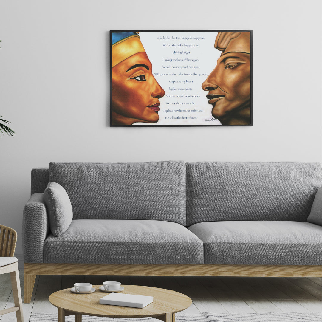 Celestial Bonds: Ancient Egyptian Pharaoh and Queen Art Print | African Royal Heritage