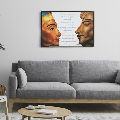 Celestial Bonds: Ancient Egyptian Pharaoh and Queen Art Print | African Royal Heritage