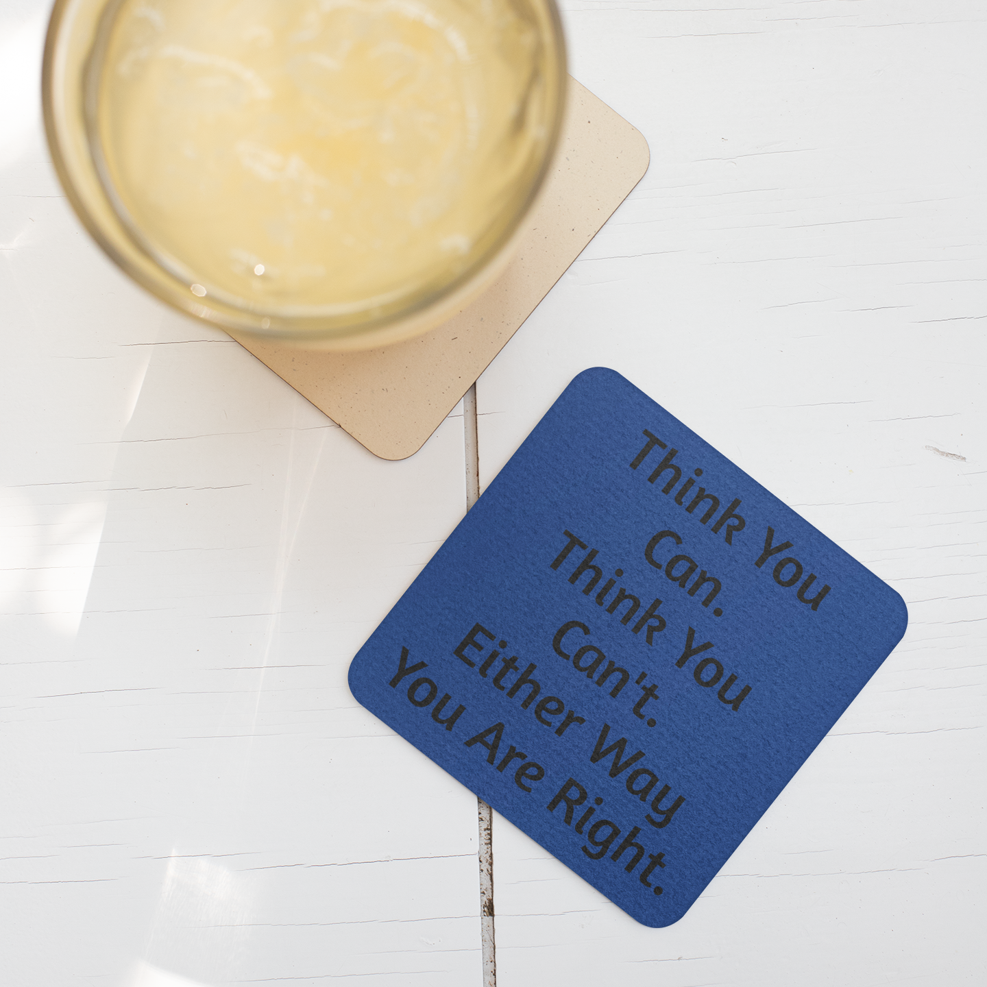 Motivational Hardboard Coaster - Positive Quote Kitchen Decor, Inspiration Gift, Coffee Table Accessory, Office Desk Decor