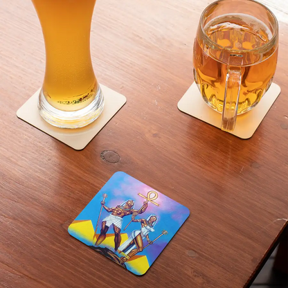Love & Unity Egyptian Art Coaster — Ankh Couple | Hotep Creations