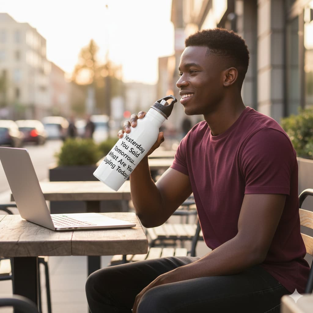 Yesterday You Said Tomorrow Motivational Water Bottle